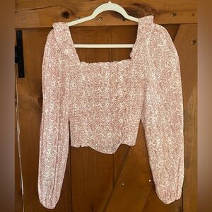 BB Dakota by Steve Madden Floral Burnt Smocked Orange Top Sz S